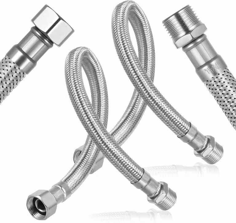 Prolunga flessibile per rubinetto - 3-8 x 30 cm - Prolunga in treccia metallica per cucina e bagno - Attacco da 3-8 pollici per angoli e rubinetti - Argento