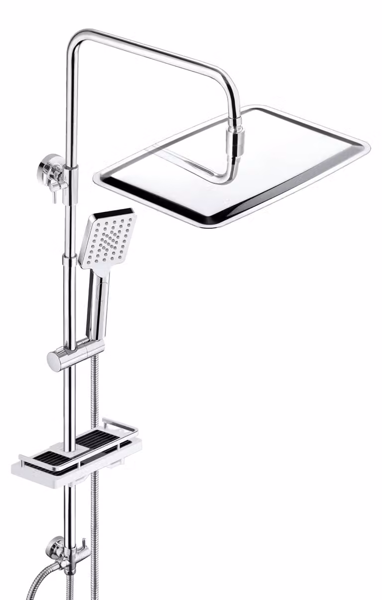 Sistema doccia in acciaio inossidabile JOHO con soffione a pioggia, dimensioni 35x25 cm, finitura cromata, senza miscelatore