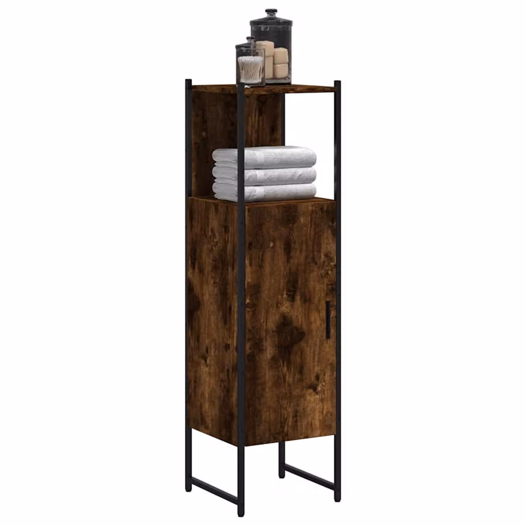 Mobile da bagno vidaXL in legno multistrato Rovere Fumo, L/P/H: 33 x 33 x 120,5 cm