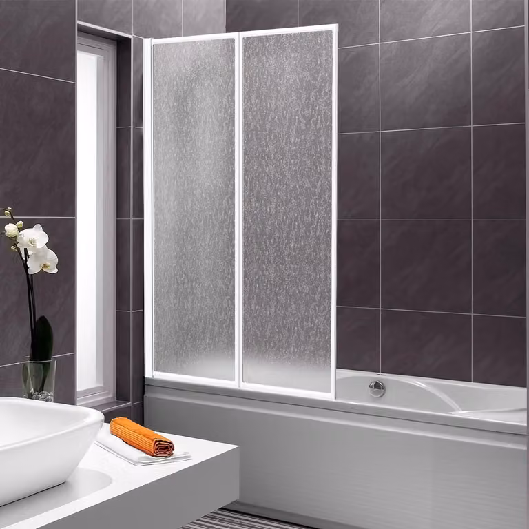 Parete doccia per vasca - Pieghevole - 100 x 140 cm - PS - Bianco