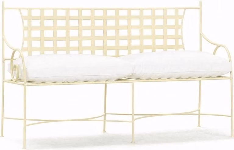 Casa Padrino Panchina da giardino in ferro battuto Art Nouveau Crema / Bianco 160 cm