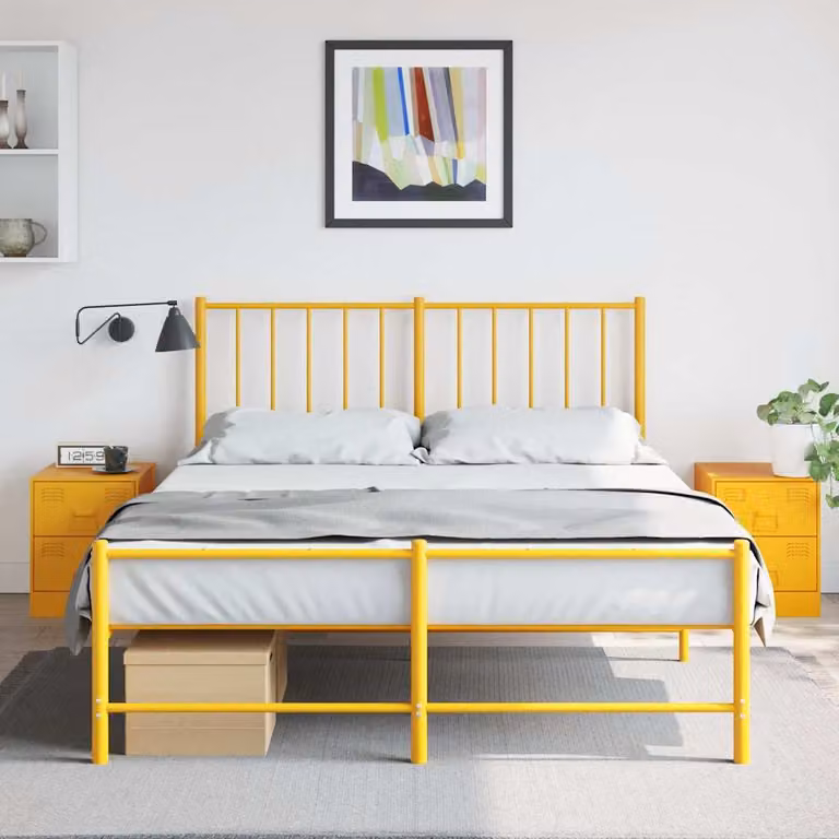 Set di 2 comodini vidaXL in metallo giallo, stile moderno, L 34,5 cm x P 39 cm x H 44 cm