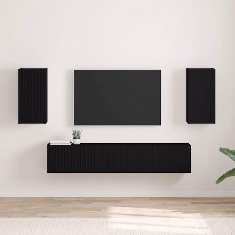 Set di 2 supporti per TV da parete vidaXL in legno MDF nero opaco