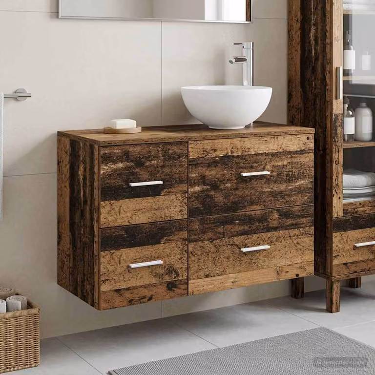 Set di mobili per il bagno moderno vidaXL composto da mobile lavabo e pensile in legno marrone opaco