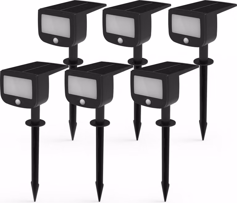 Faretti solari a LED Lampada di sicurezza con sensore di movimento wireless Sensore crepuscolare Set da 6 pezzi