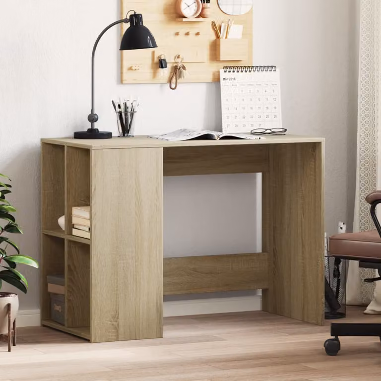 Scrivania da scrivania vidaXL in legno Rovere Sonoma, colore beige e marrone, L 102 x P 50 x H 75 cm