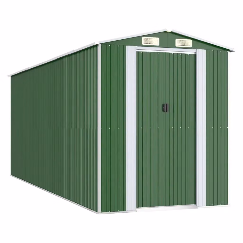 Capanno da Giardino Videx in Acciaio Zincato Verde con Porte Scorrevoli e Ventilazione Laterale L/P/H: 192 x 523 x 223 cm – 2