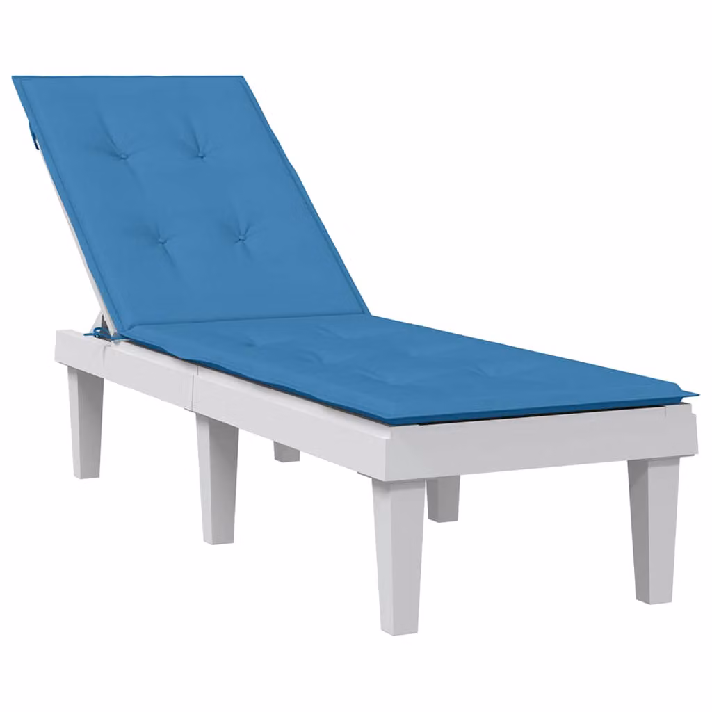Cuscino per Sdraio vidaXL Blu Mélange in Tessuto con Imbottitura in Schiuma e Resistente ai Raggi UV L: 180 cm, P: 50 cm, H: 4 cm
