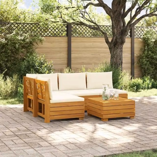 5 pz Set di divani da esterno Legno di Acacia Massello Marrone 3403095
