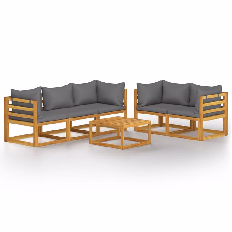 Set Divani da Giardino 6 pz con Cuscini in Massello di Acacia
