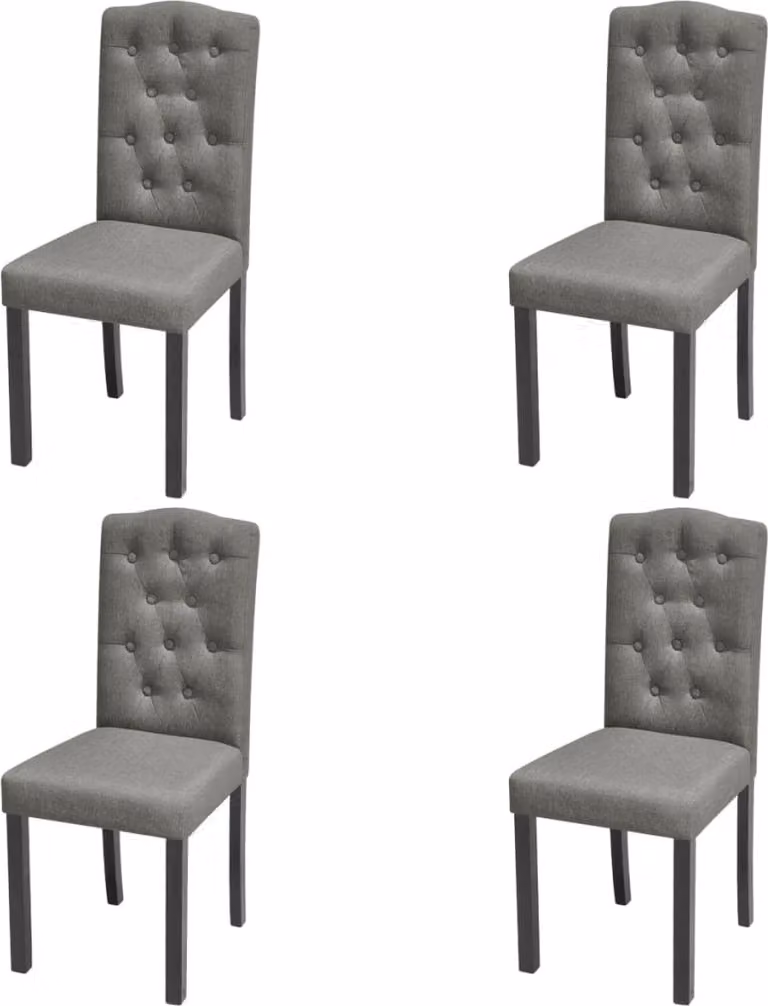 The Living Store Sedie da pranzo 4 pezzi. Tessuto grigio