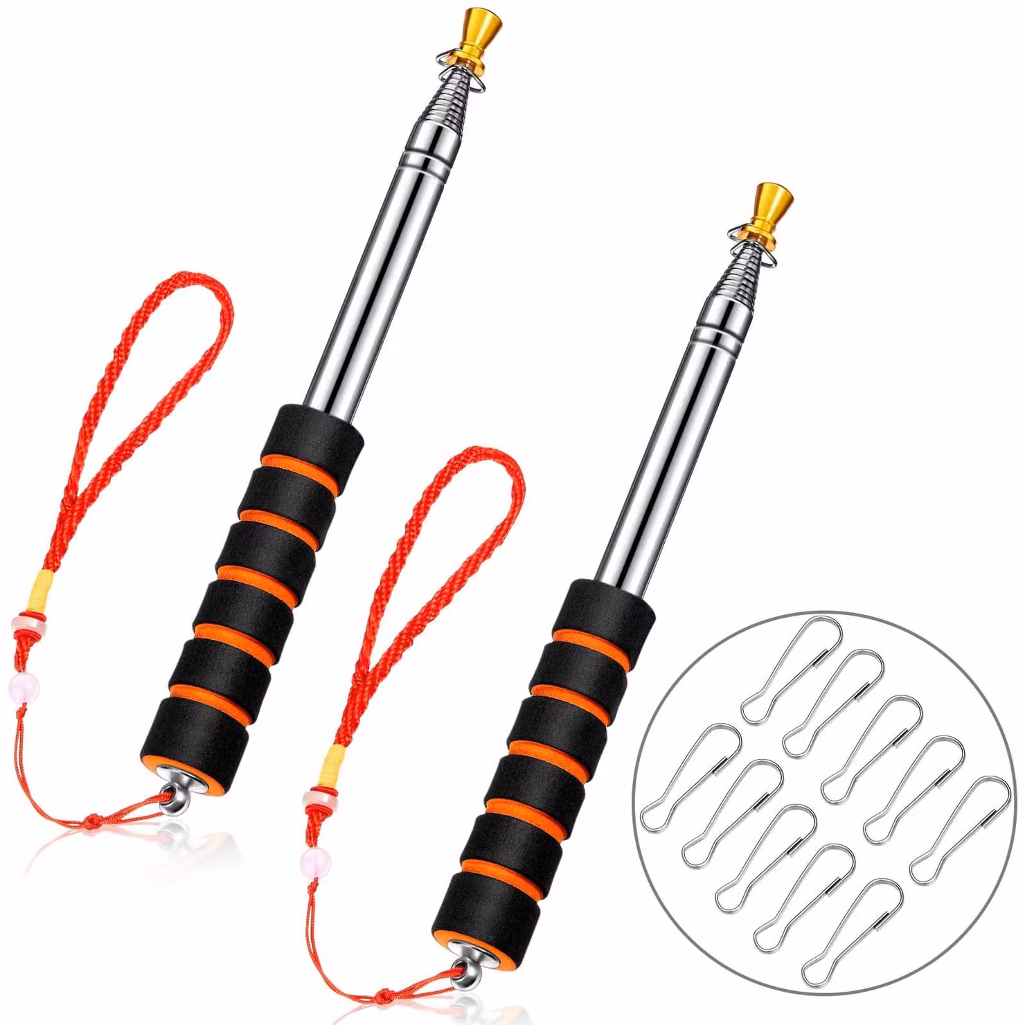 Solidchoice - Palo telescopico per bandiere, con 10 ganci per bandiere, 2 metri