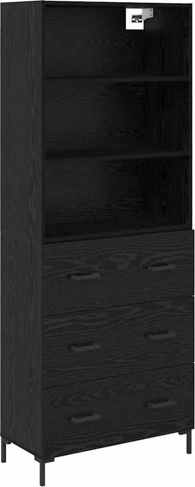 Credenza Rovere Nero 69,5 x 34 x 180 cm Legno multistrato