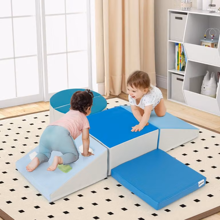 Set di 6 blocchi da arrampicata in schiuma Costway con chiusure a velcro, morbido e leggero, Blu