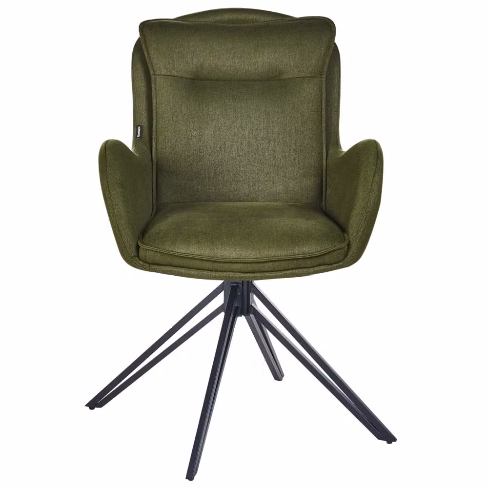 Set di 2 sedute imbottite Beliani in tessuto verde scuro con gambe in metallo nero stile retro e funzione girevole – 2