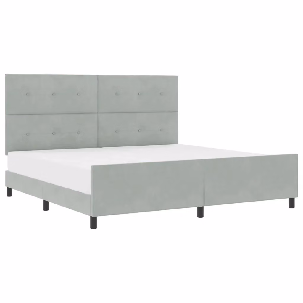 Letto matrimoniale con testiera in velluto grigio vidaXL L/P/H: 200 x 200 x 280 cm – 2