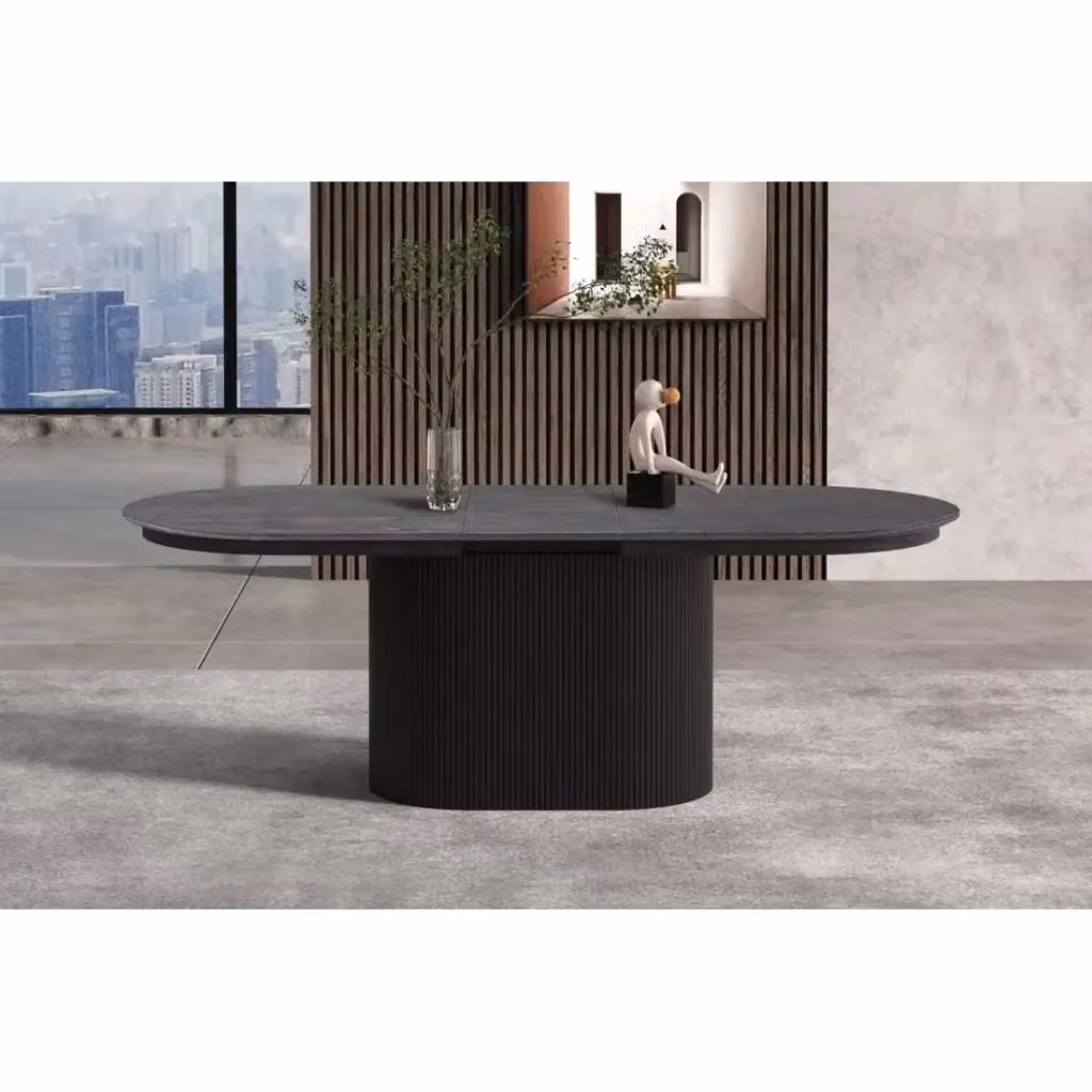 Tavolo da pranzo allungabile Meublorama con forma ovale e design moderno, colore marrone – 2