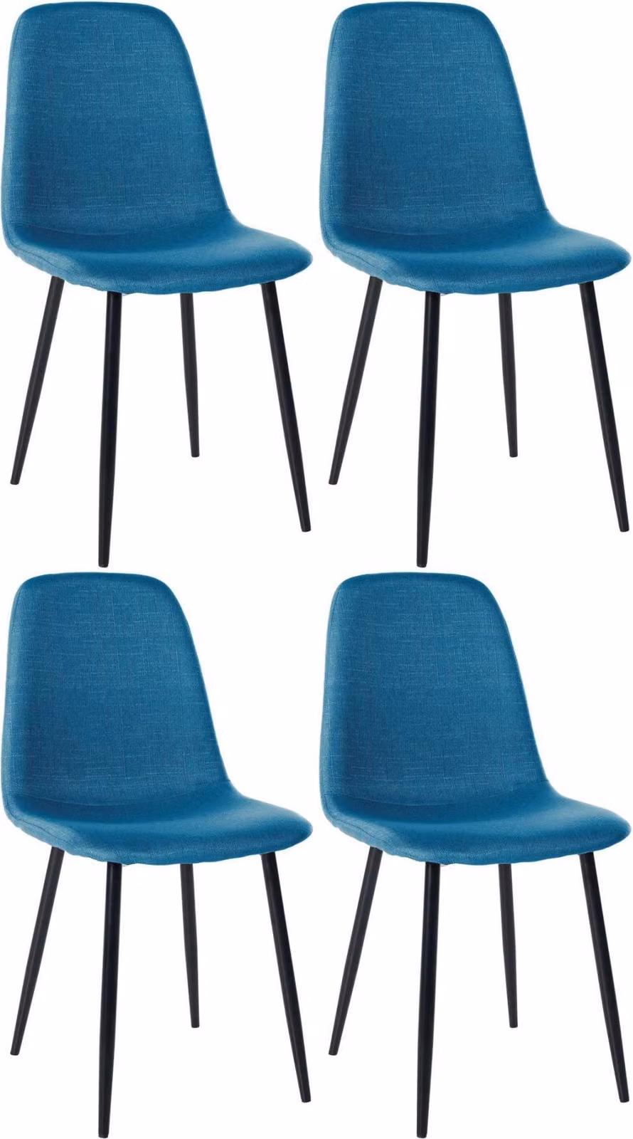 set di 4 sedie da pranzo - Set di sedie per la famiglia - Design che richiede poca manutenzione | Colore: blu | Materiale: polvere