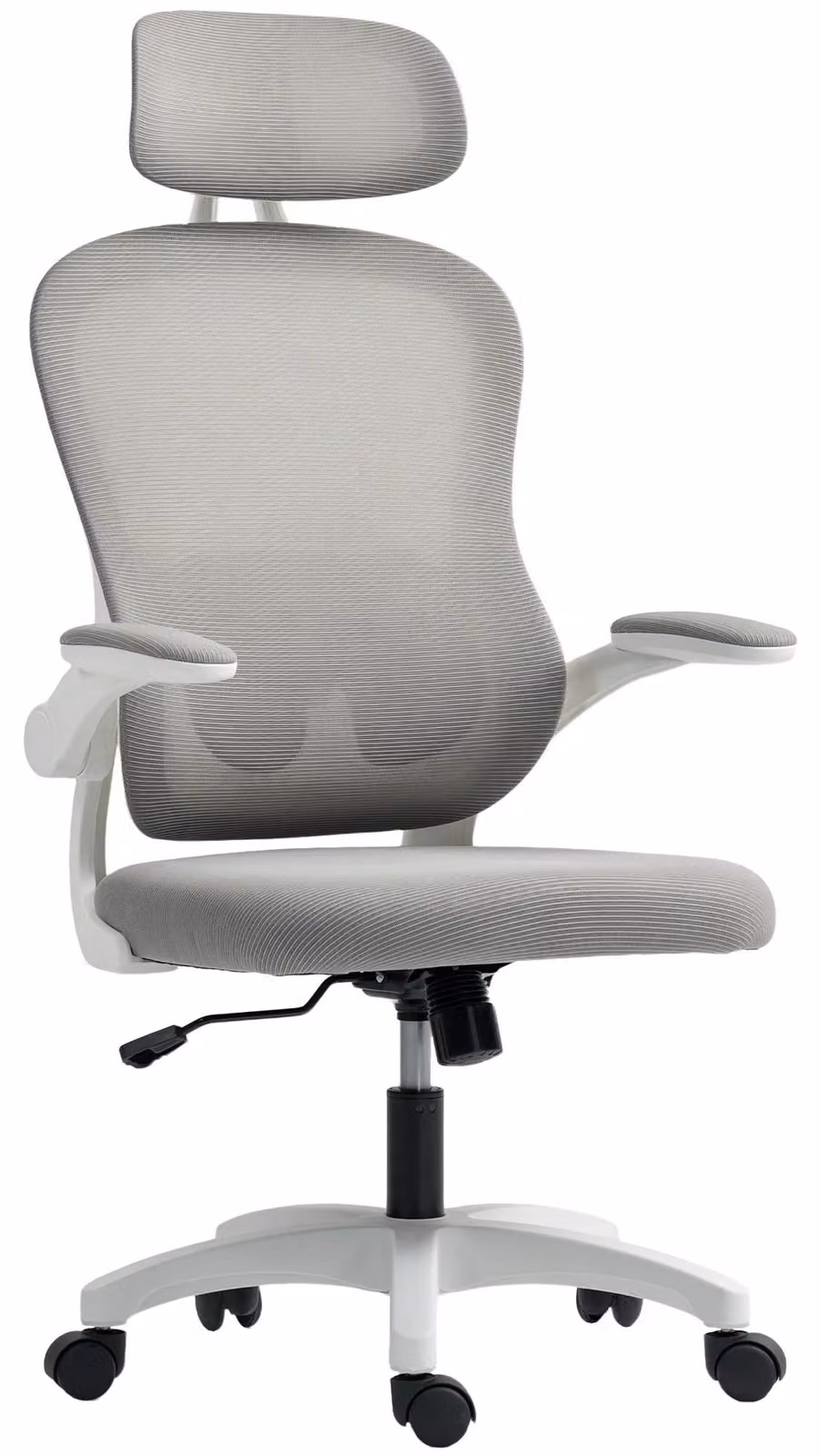 Sedia da ufficio ergonomica - Modello 921-879V00GY - Schienale a rete - Braccioli regolabili in altezza - Regolabile in altezza - Girevole - Dotata di rotelle - Grigia