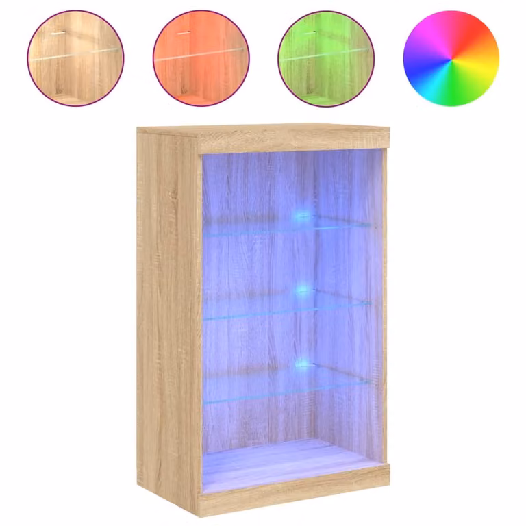 Credenza con Luci LED Rovere Sonoma 60,5x37x100 cm