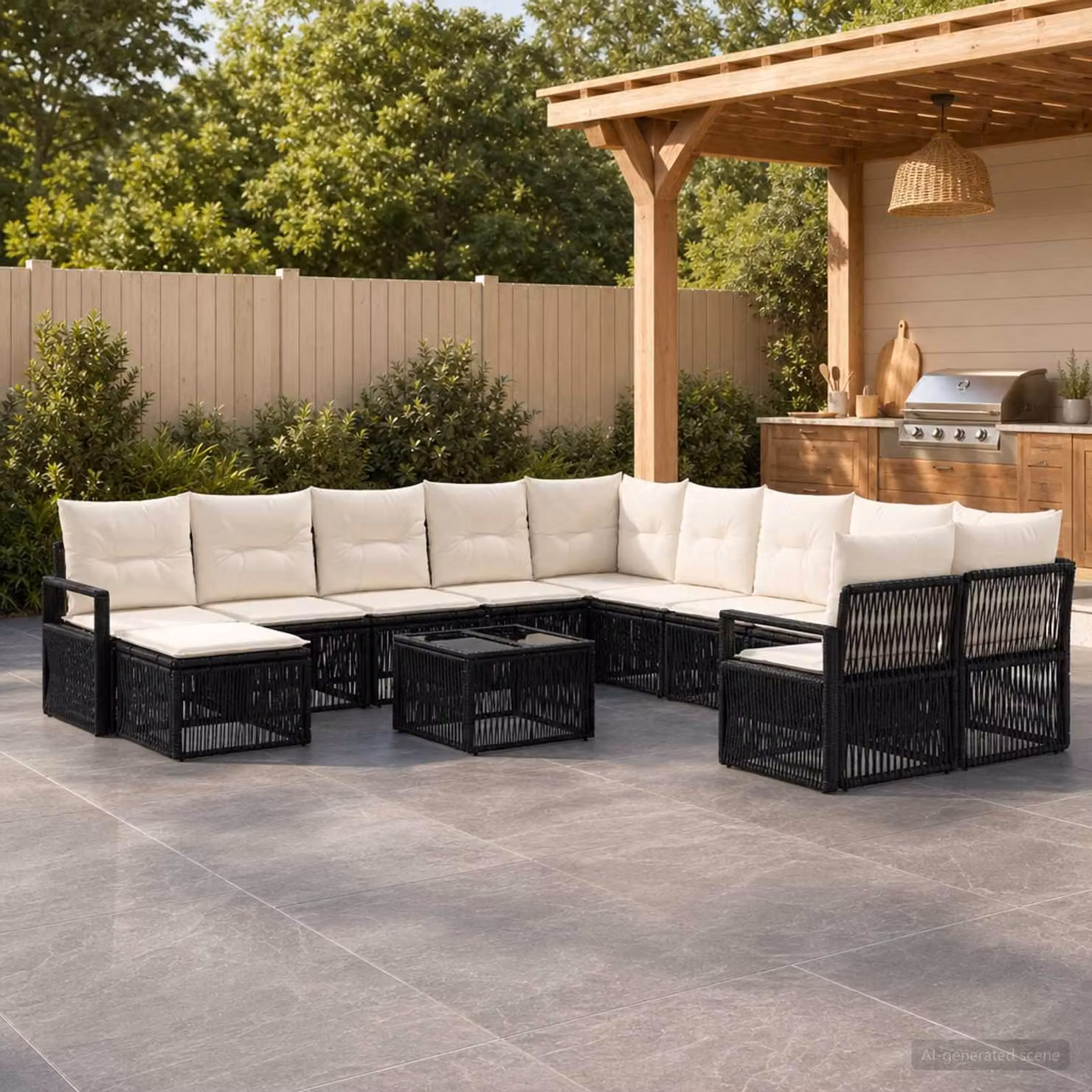 Maison Exclusive - Set di divani da giardino, 12 pezzi, in rattan sintetico nero