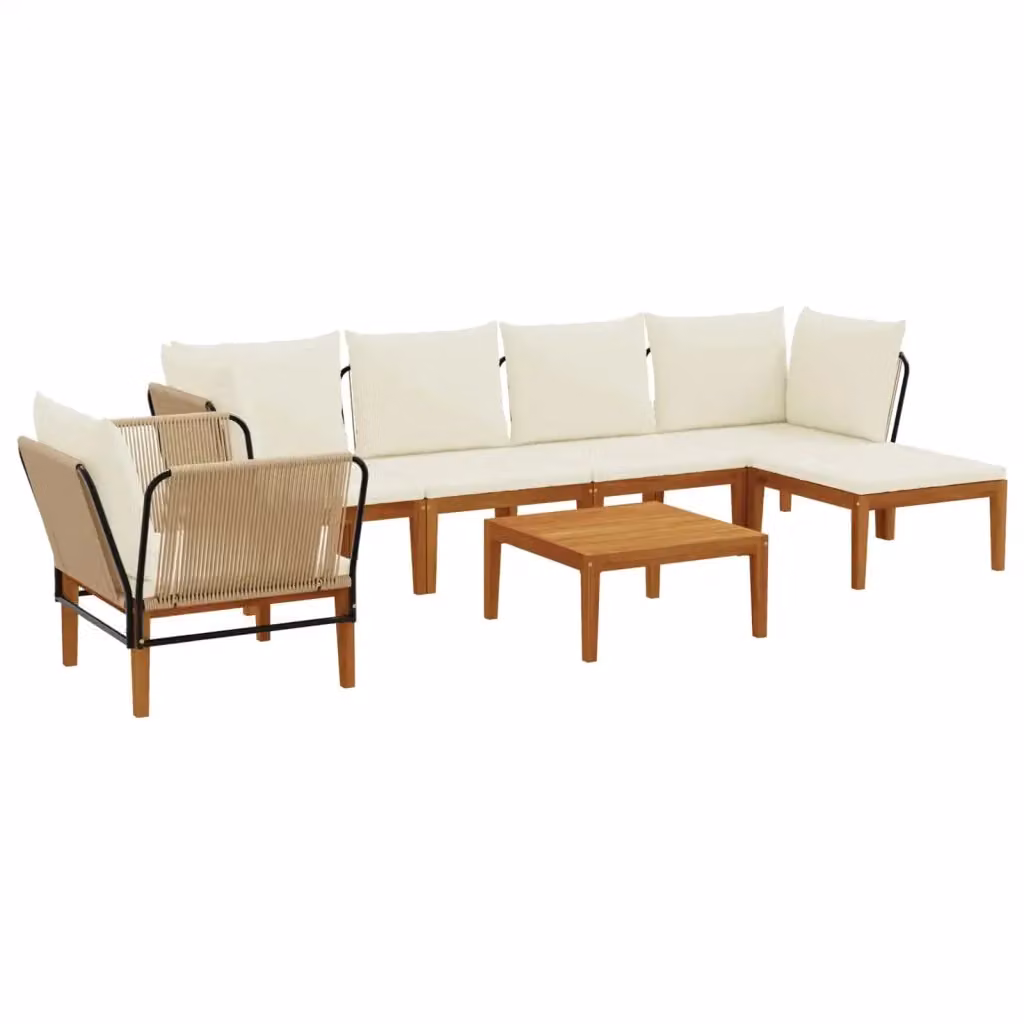 Set di 7 sedie da giardino vidaXL in legno di acacia e corda naturale beige e marrone – 2