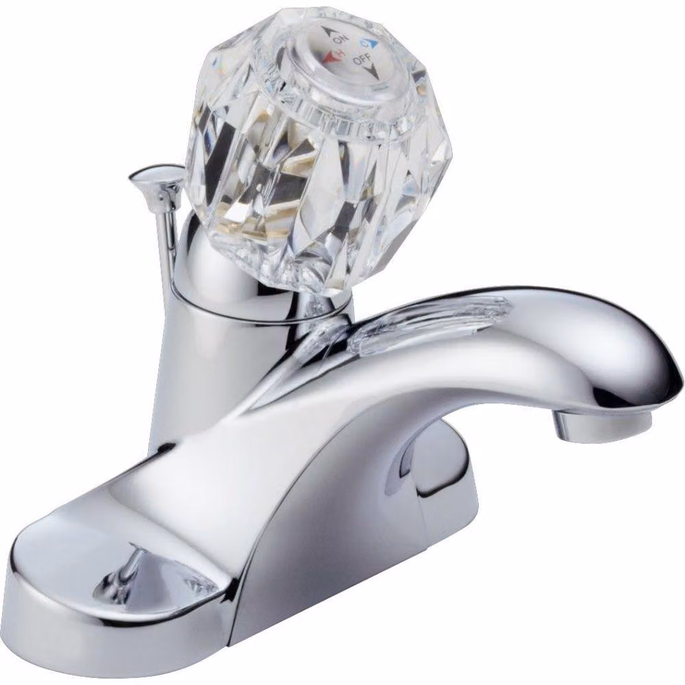 Miscelatore per lavabo, modello centrotubo, cromato, lunghezza 4 1/4 pollici, altezza del beccuccio 5 7/16 pollici