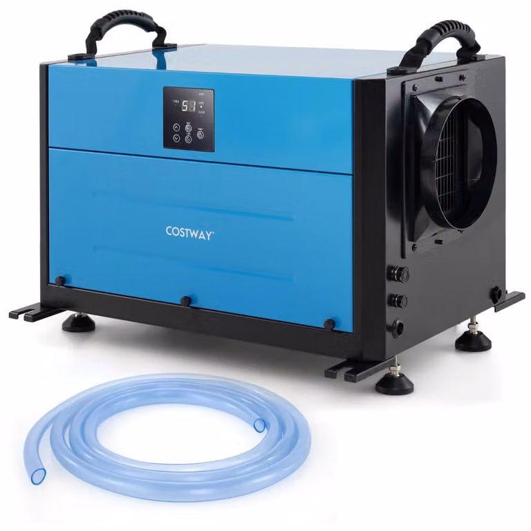 Deumidificatore industriale Costway con sbrinamento automatico e tubo di drenaggio, Blu