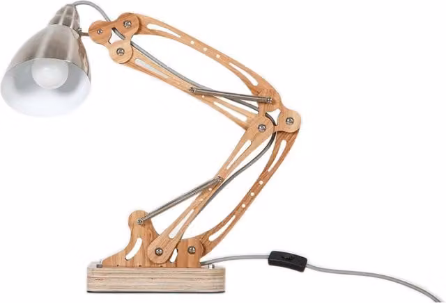 Lampada da tavolo KENDRA HOME in legno e metallo grigio e argento