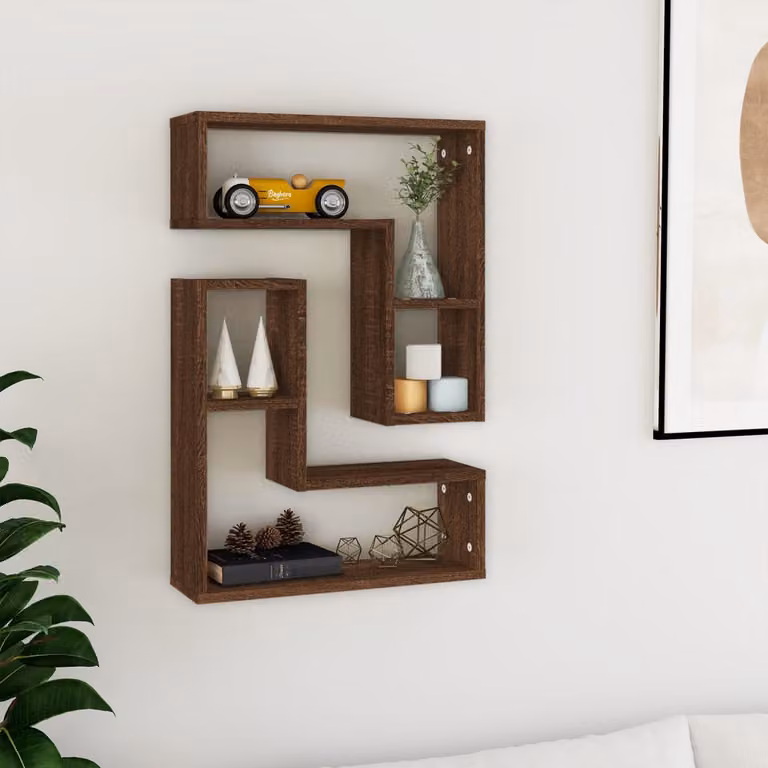 Set di 2 mensole da parete vidaXL in legno Rovere Marrone L: 50 cm, P: 15 cm, H: 50 cm