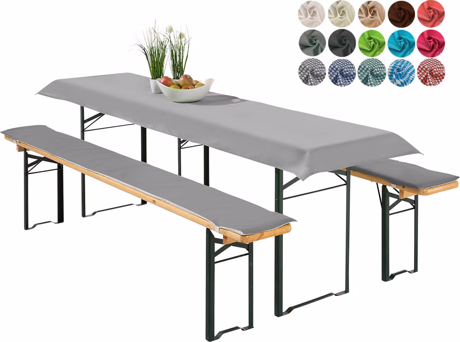 heimtexland ® Set tenda birra set cuscini 3 pezzi tovaglia birra panca cuscino seduta cuscino decorazione tavolo tipo 698 grigio per tavolo dimensioni 70x220 cm