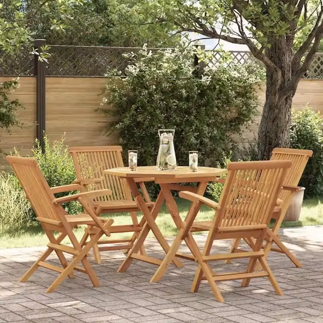 Set da Pranzo da Giardino 5 pz in Legno Massello di Teak 3059582