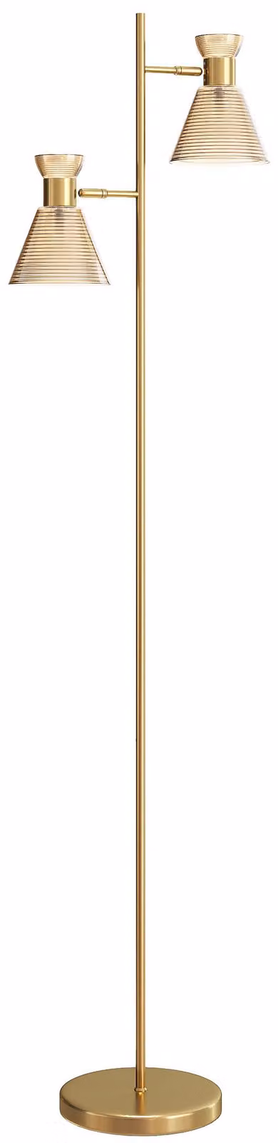Lampada da Terra Moderna con 2 Luci Orientabili Interruttore a Pedale Oro
