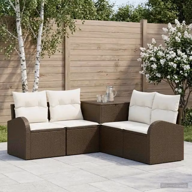 Set di divani 5 pz Marrone e Bianco Crema 179 x 179 x 85 cm 3447774