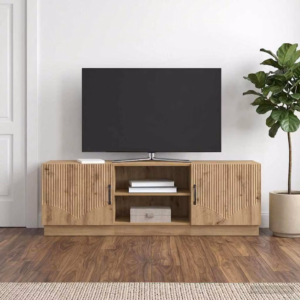Mobile TV vidaXL in Rovere Artigianale con Illuminazione Integrata, L/P/H: 150 x 31 x 47 cm