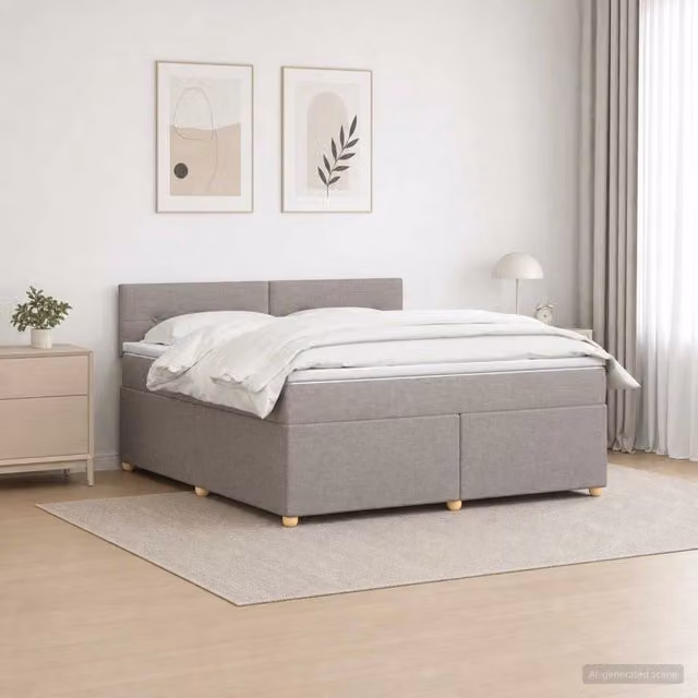 Letto box spring ibrido vidaXL con materasso a molle insacchettate e base contenitore con illuminazione sottostante e porta USB, L/P: 180 x 200 cm