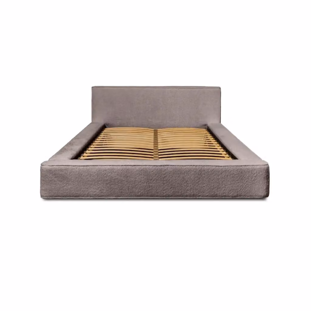 Letto contenitore VELORA Meublorama color beige in tessuto bouclé e velluto con rete sollevabile L/P/H: 140 x 200 x 115 cm – 2