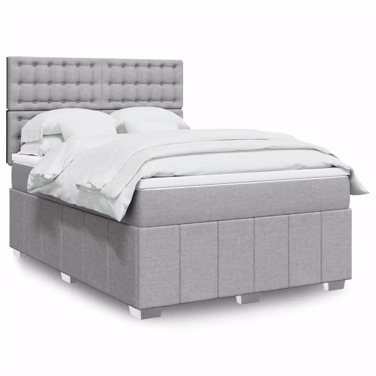 vidaXL Letto Ibrido con Materasso a Molle Insacchettate Grigio e Bianco L/P: 140 x 190 cm