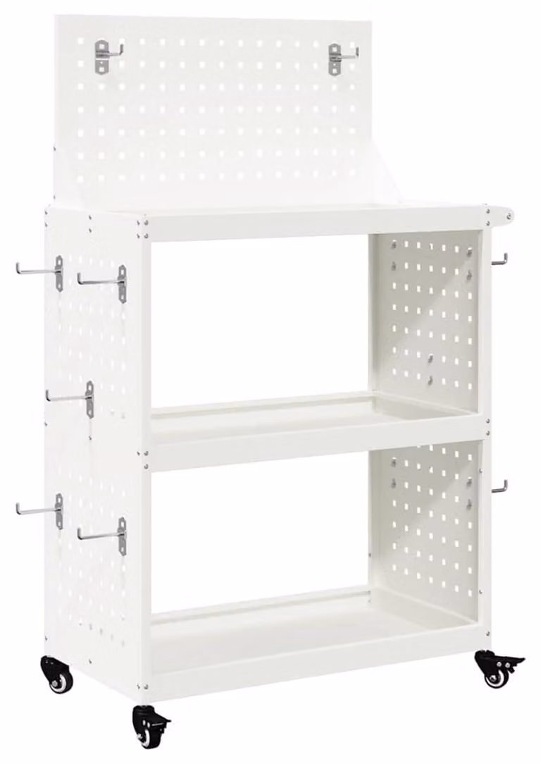 Carrello attrezzi con ripiano bianco - 65 x 35 x 111 cm - Metallo
