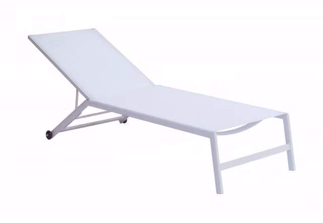 Lettino da massaggio con ruote Moia SPA in alluminio verniciato beige con poggiatesta regolabile e tessuto textilene