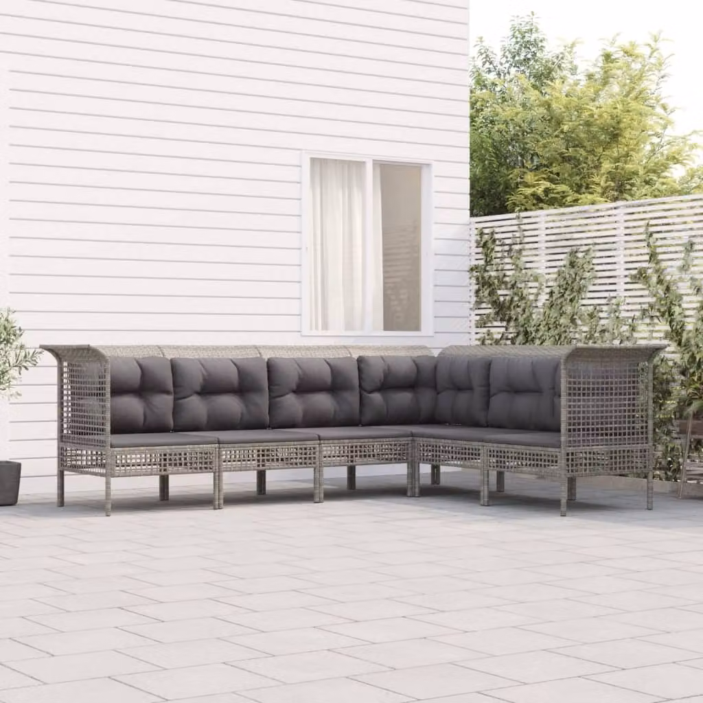 Maison Exclusive - Set Divani da Giardino 6 pz con Cuscini in Polyrattan Grigio