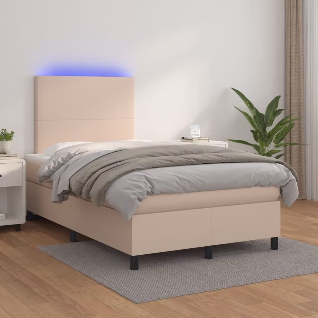Maison Exclusive - Giroletto Molle Materasso e LED Cappuccino 120x200cm Pelle finta