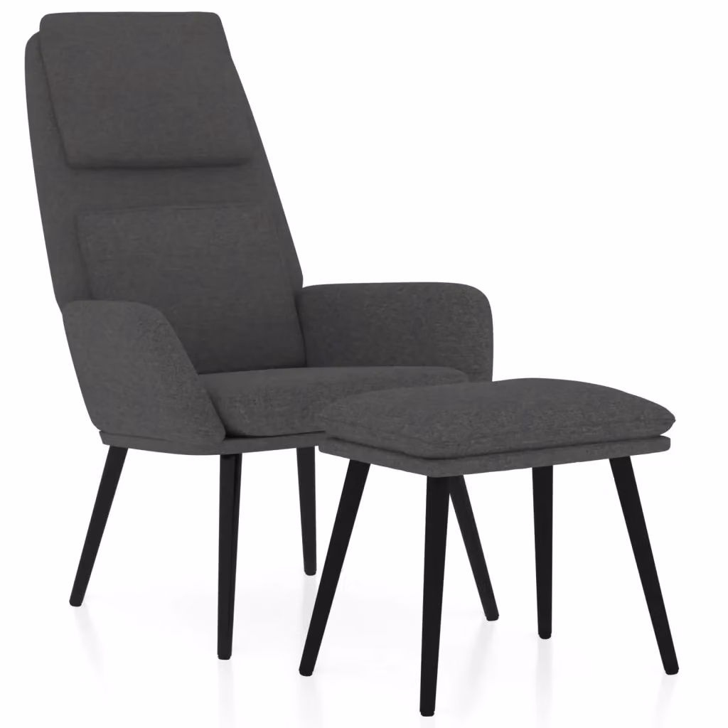 Poltrona Relax con Poggiapiedi vidaXL in Tessuto Grigio con Braccioli e Imbottitura in Schiuma – 2