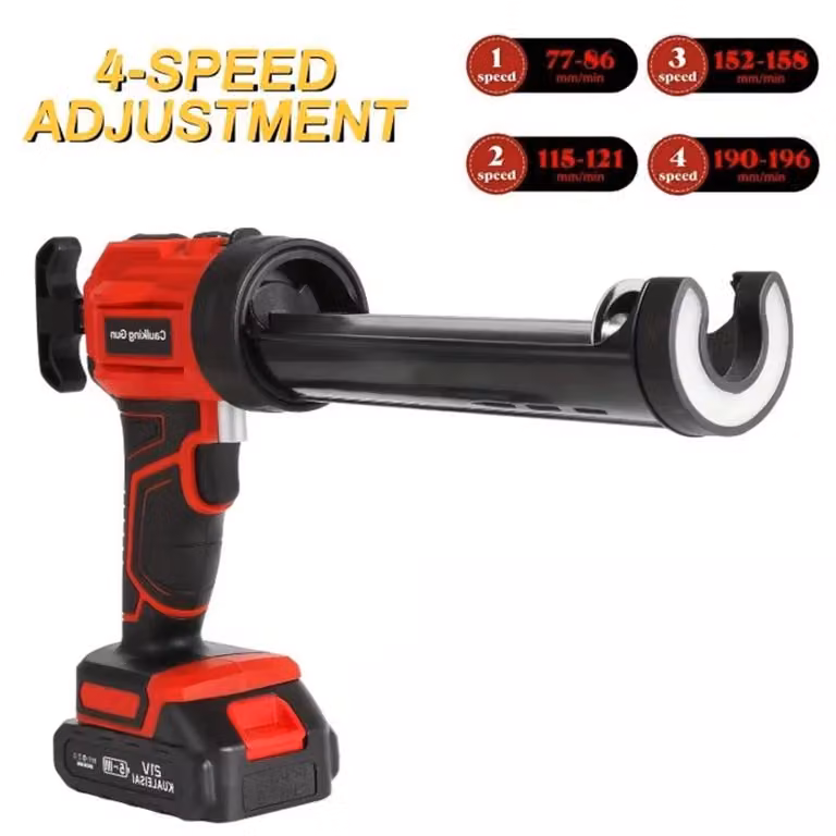 Pistola erogatrice per cartucce adesivo/sigillante - Pistola per silicone - 4 velocità - Compatibile con batterie Makita da 18V - Colore: rosso - Senza batteria