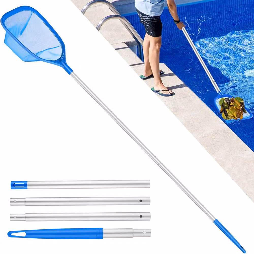 Retino per skimmer - Retino per piscina con asta telescopica - 160 cm - Retino - Asta a 5 sezioni - Adatto per piscine, idromassaggi, spa, stagni, vasche idromassaggio