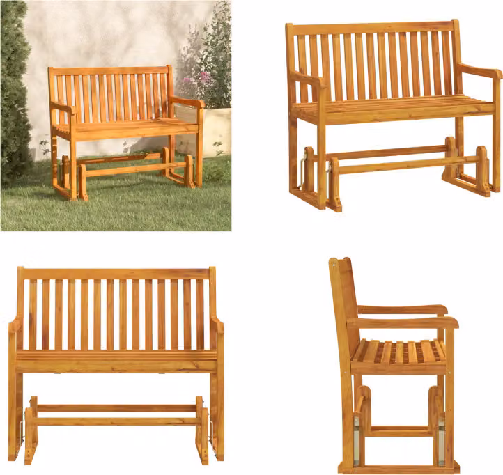 vidaXL Panca a dondolo da giardino 110 cm in legno massiccio di acacia - Panca a dondolo - Panca di legno - Panca da patio