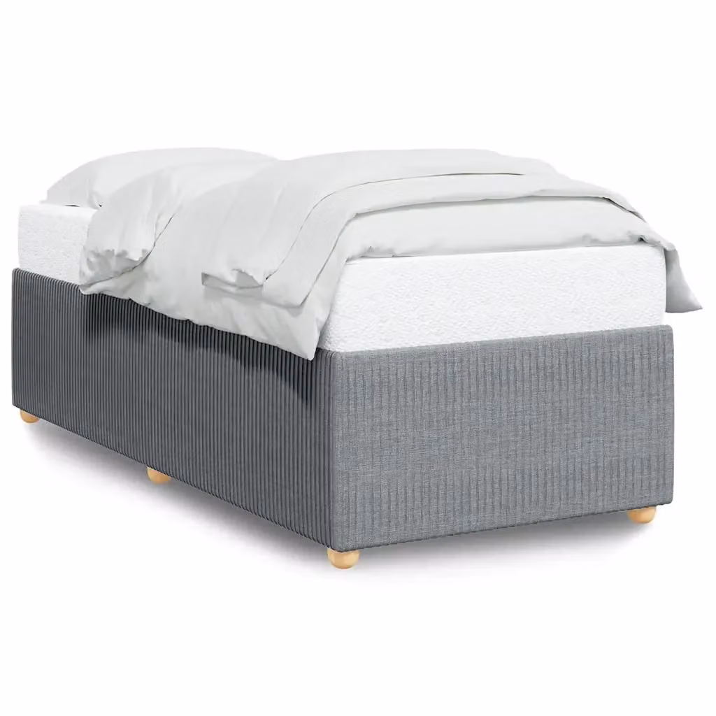 vidaXL Giroletto senza Materasso Grigio con Struttura Imbottita e Doghe in Legno 90 x 190 cm – 2