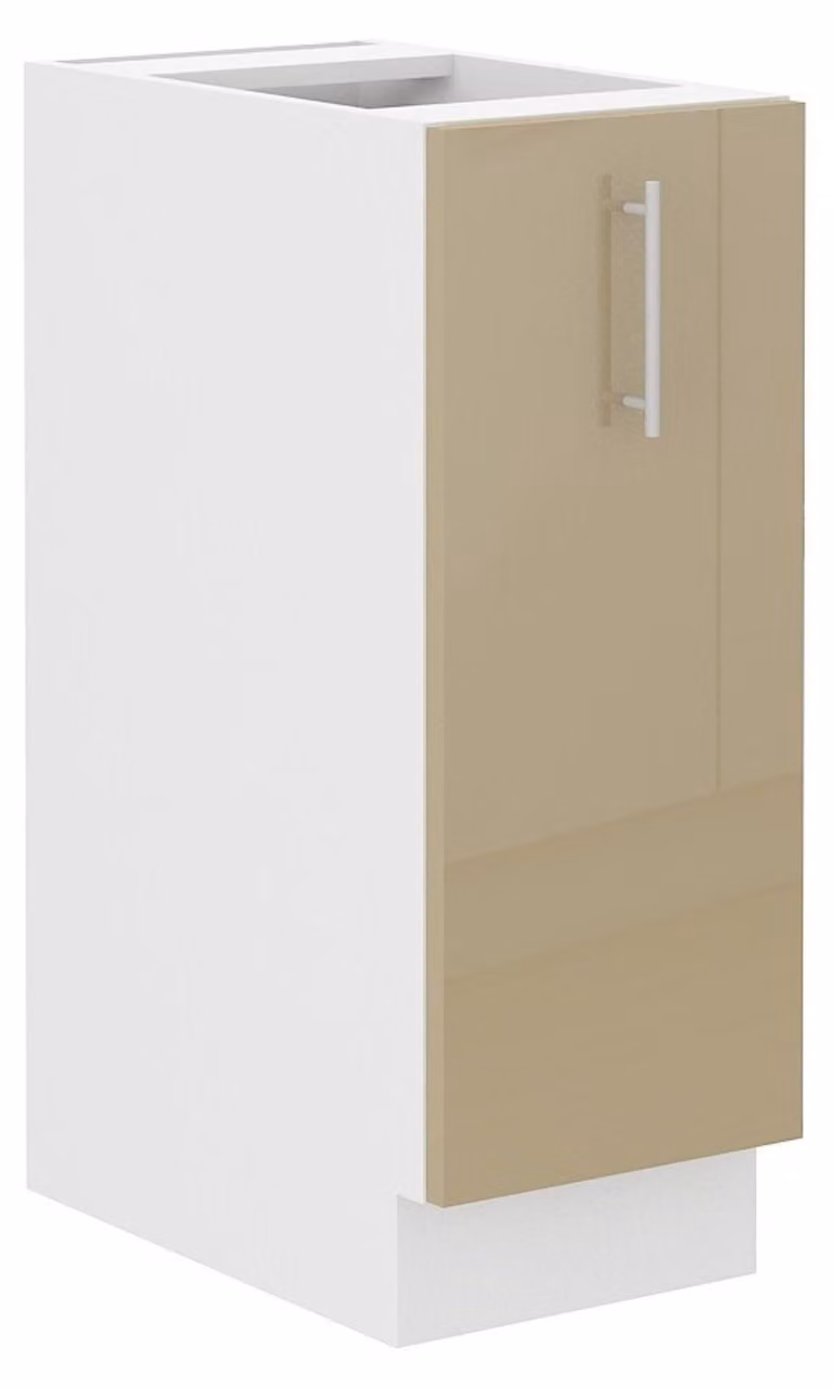 Cucina Lara Cappuccino, mobile base lucido da 30 cm con cassettiera estraibile