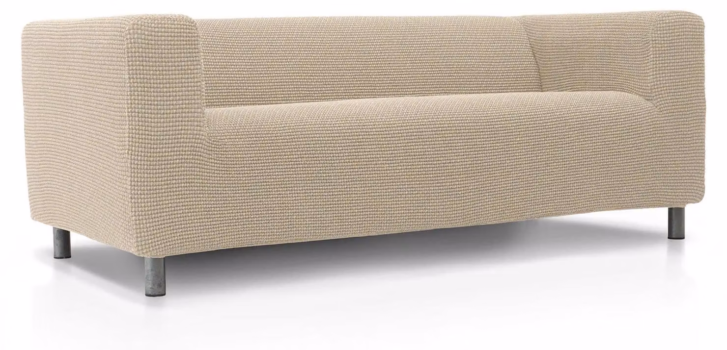 Divano a due posti, rivestito in tessuto jacquard beige, ideale per il soggiorno