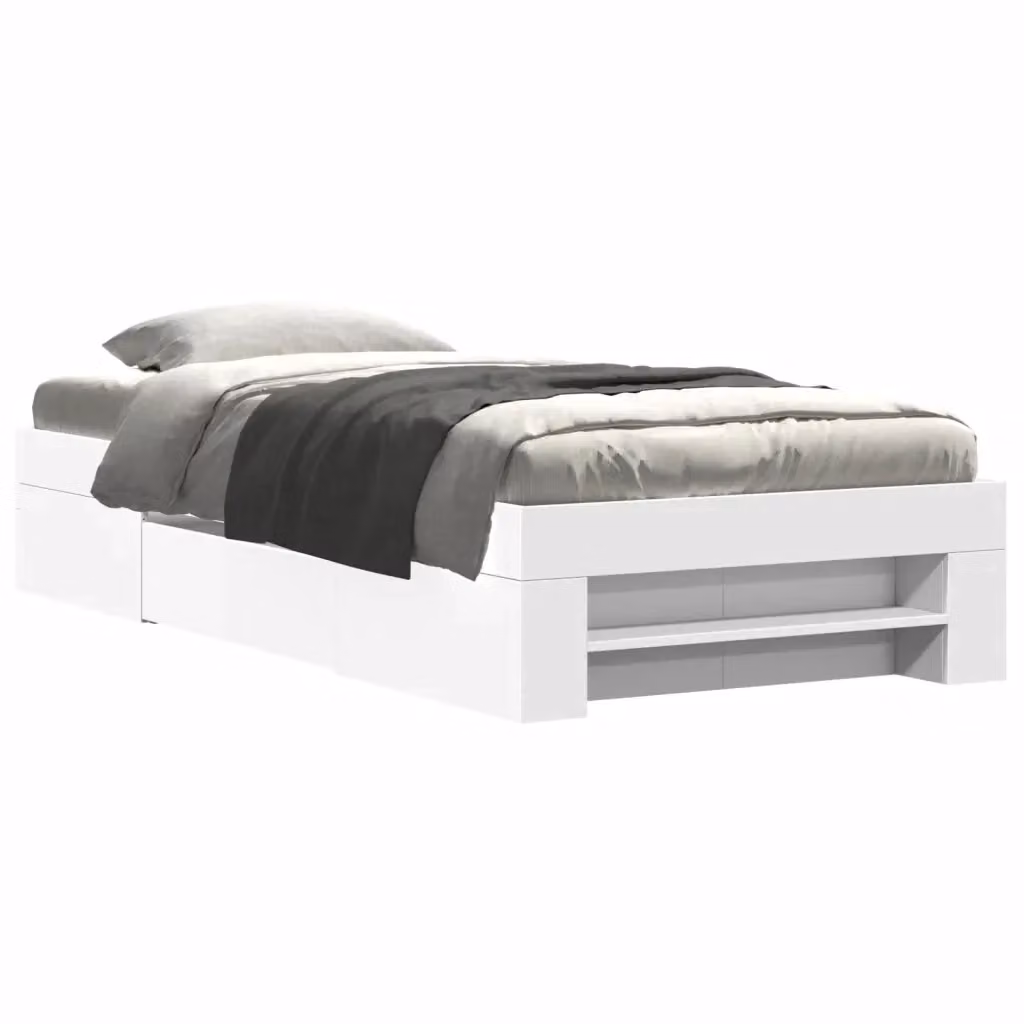 vidaXL Giroletto Bianco in Legno Multistrato con Doghe Fisse L/P/H: 200 x 90 x 33 cm – 2